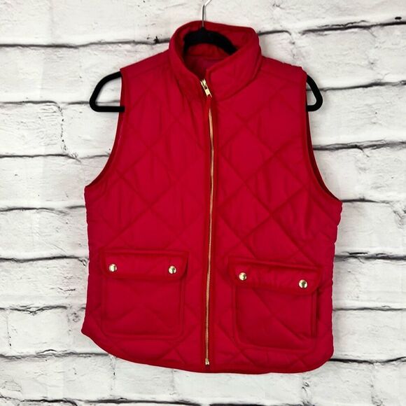 J.Crew Women's Quilted Puffer Vest Medium Pink Casual Sleeveless - Picture 4 of 8